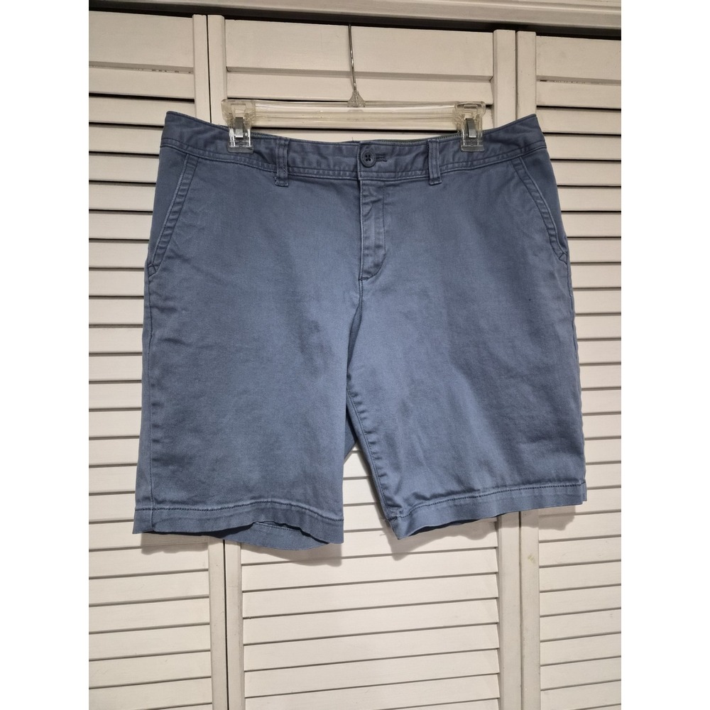 Eddie Bauer Womens Blue Chino Shorts Size 12 Stretch Cotton Casual Mid Rise